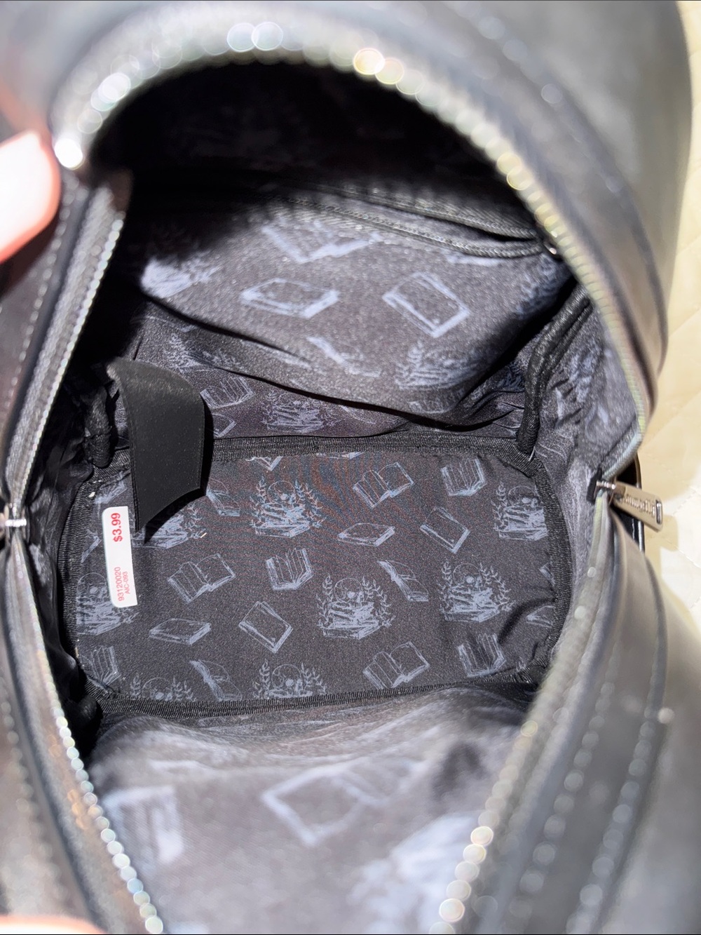 Loungefly Black 'Death By TBR' Skeleton Embossed Mini Backpack - Picture 7 of 9